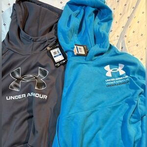 New boys XL Under Armour Gray and Blue Hoodies
